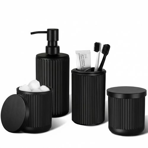 Matte Black Bathroom Accessories Set 4 Pcs