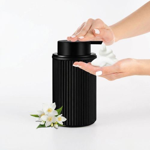 Matte Black Foaming Soap Dispenser Ribbed Glass